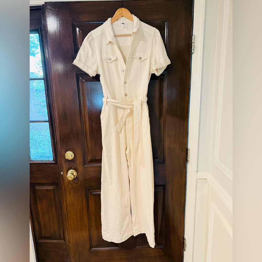 PAIGE Cream Button-Up Jumpsuit